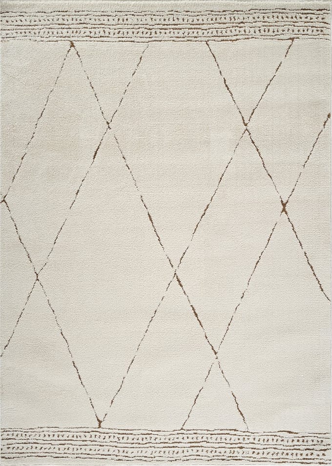 SURYA – Berber etnisch tapijt INGA – Ivoor/terracotta