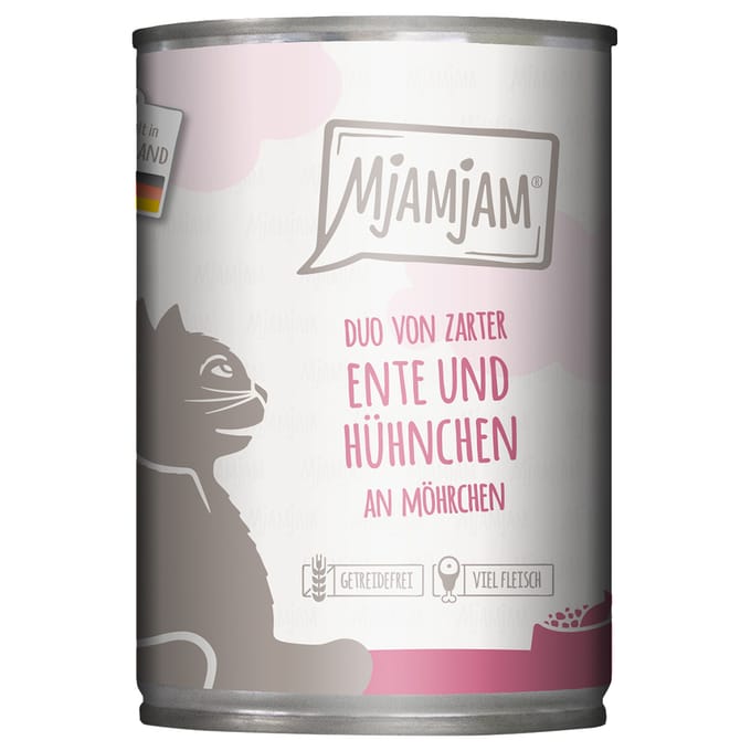 24x400g MjAMjAM Duo tender duck & chicken on carrots nat kattenvoer
