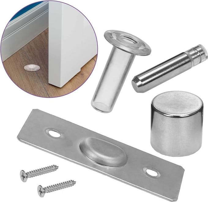 Nickel plated Fantom FDS plug - Suitable for Single and Double Leaf Doors - Clear