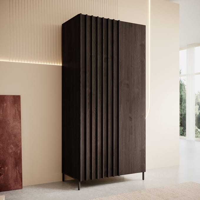 Meubella - Kledingkast Paz - Donkerbruin eiken - 92 cm