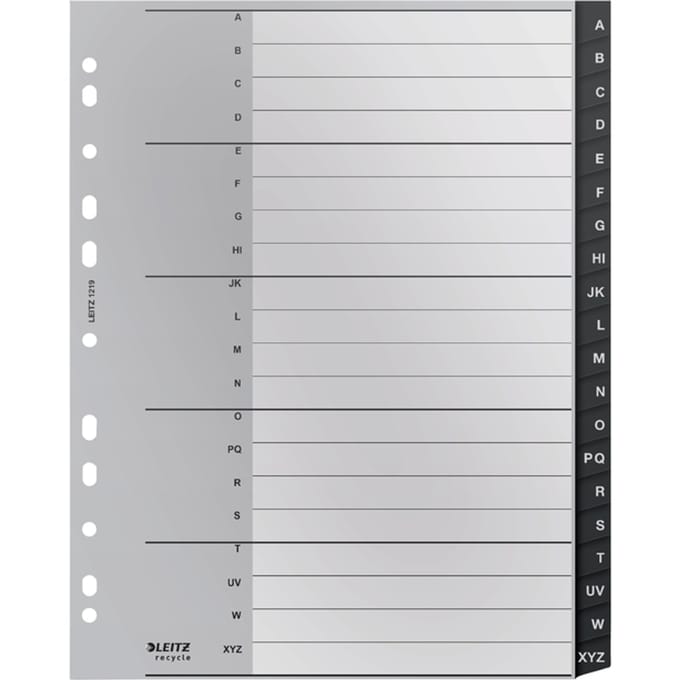 Leitz Recycle Tabbladen PP A4 - Extra Breed - Met 20 A t/m Z Tabs - Zwart