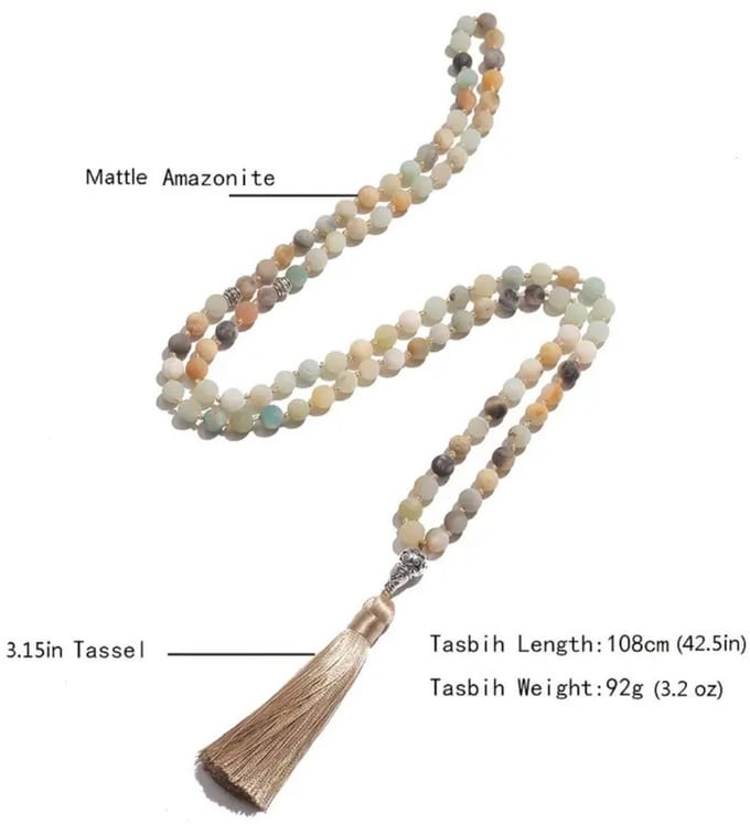 Livano Tasbih - Tesbih - Tasbeeh - Kralen - Teller - Gebedsarmband - Ramadan - Ramadan - Amazoniet 2pc + Onyx 2pc