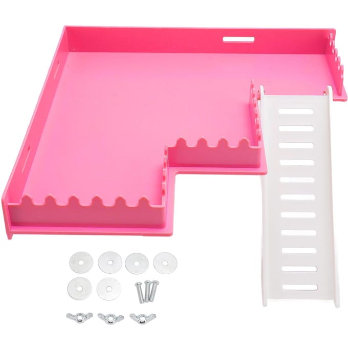 Hamster Platform Veilig Speelgoed voor Beweging Plastic Hamster Staand Platform met Ladder voor Cavia pink