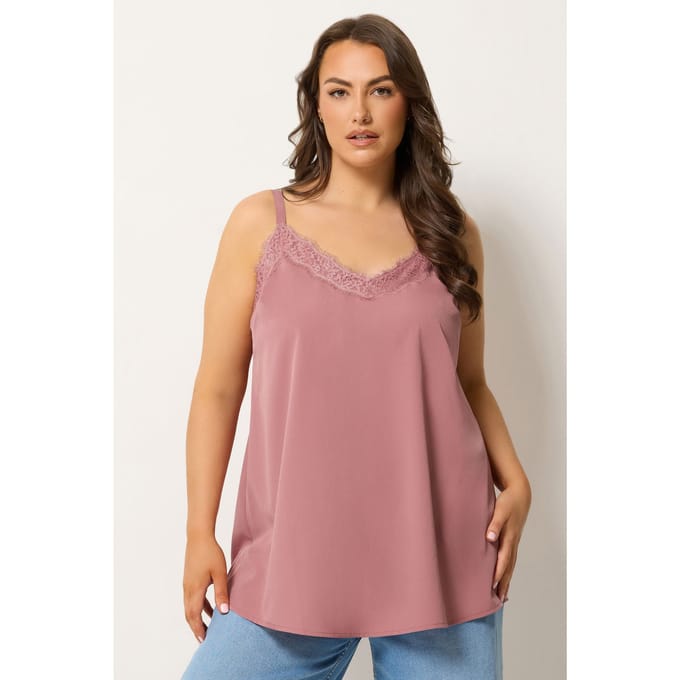 Yours Roze Top Met Kanten Inzetstuk Size 58-60