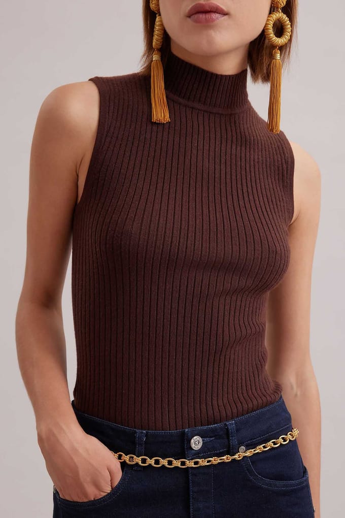 Anne Fontaine Solo Pullover Chocolate Taglia: 36 | Canottiere Outlet | Donna | Marrone