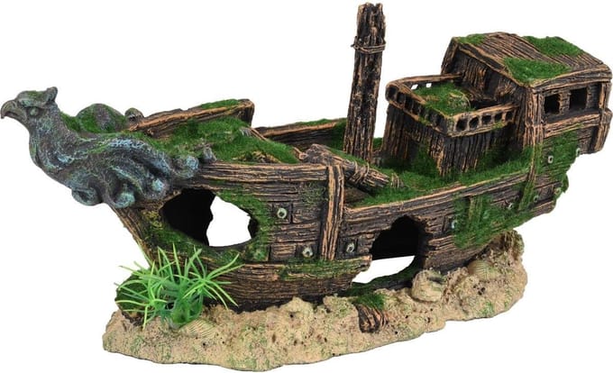 Flamingo Aquarium accessoire Kozma Scheepswrak - 32 x 13 x 16 cm - Bruin