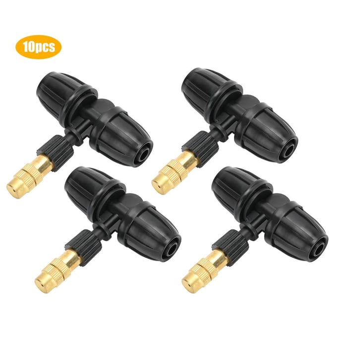 10 stuks tuinsproeier T-stuk verstuiver voor 8/11 inch waterslang black