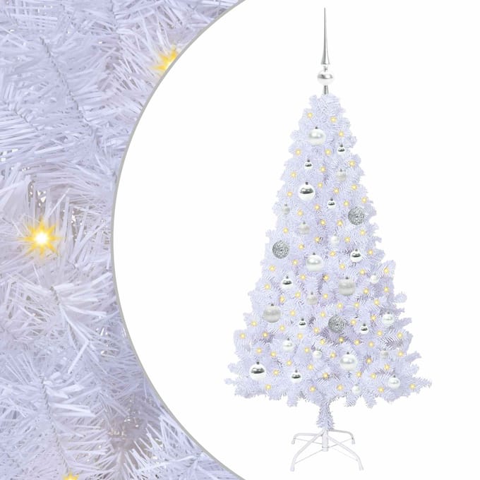 vidaXL Kunstkerstboom Wit 120 cm PVC en staal