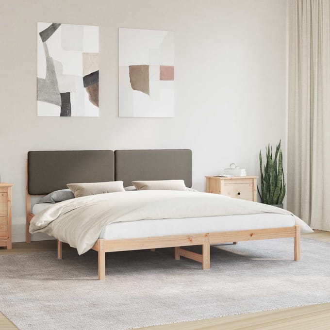 vidaXL - Bedframe - met - Gevoerde - Hoofdbord - Taupe - 200 - x - 200 - cm