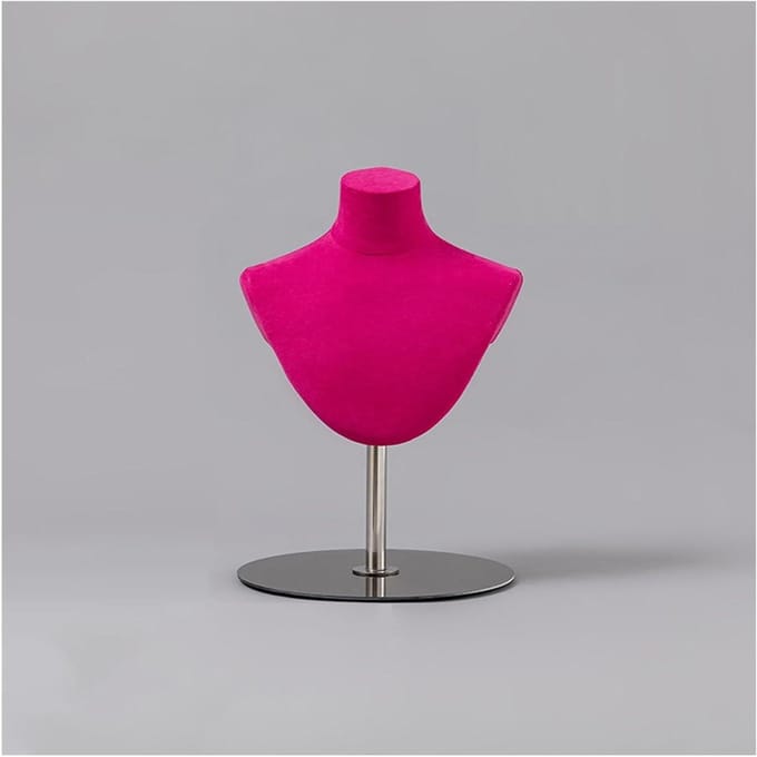 Sieraden Display Buste - Etalagepop Torso - Accessoires Tonen - Stevige Verzwaarde Basis - 52 cm Hoog - Roze