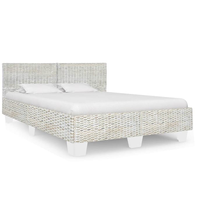 vidaXL - Bedframe - natuurlijk - rattan - grijs - 160x200 - cm
