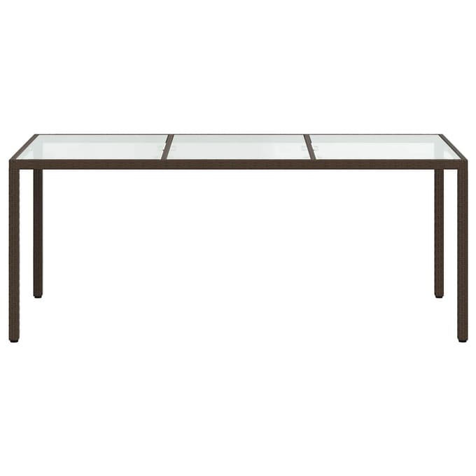 vidaXL - Tuintafel - 190x90x75 - cm - gehard - glas - en - poly - rattan - bruin