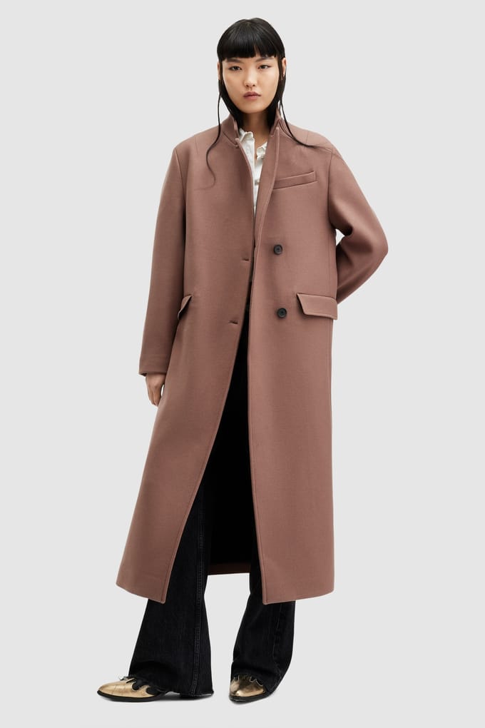 AllSaints James Coat Chestnut Brown Taglia: 10 | Cappotti monopetto Outlet | Donna | Marrone