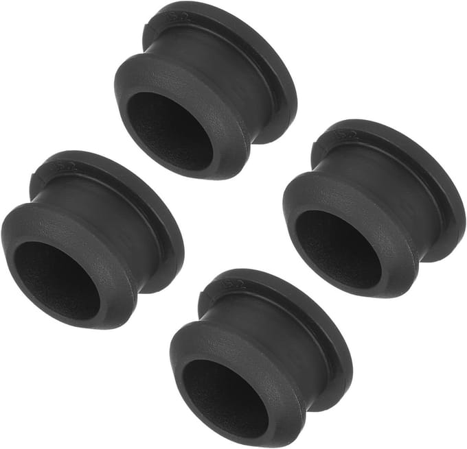 Set van 4 Zwarte Siliconen Gatpluggen 15mm voor Waterdichte Afdichting