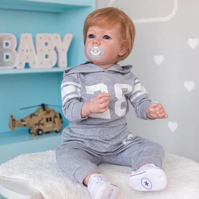 Grote Babypop - Levensechte Pop - Rollenspel Kind - Handgeworteld Haar - 70 cm - Blond