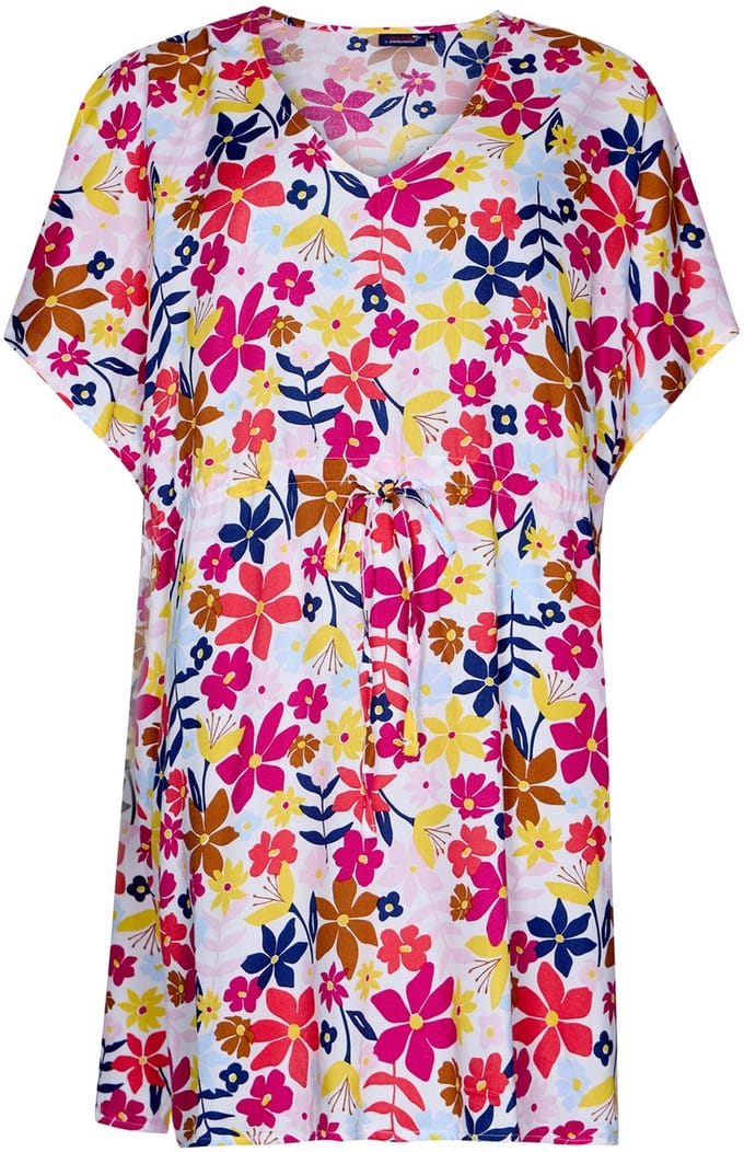 Rebelle Jurk Full Bloom - Wit/Roze - Viscose - Maat 36