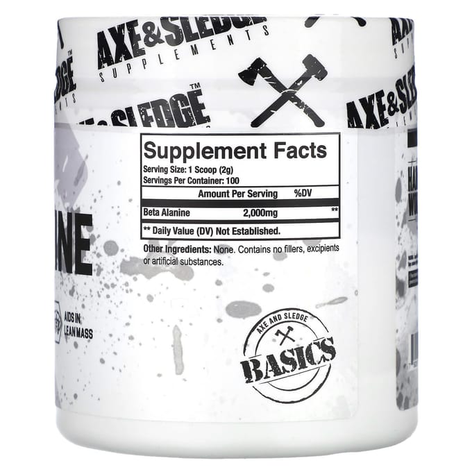 Ax & Sledge Supplementen, Basic, Beta-Alanine, Ongezoet, 7,05 oz (200 gram)