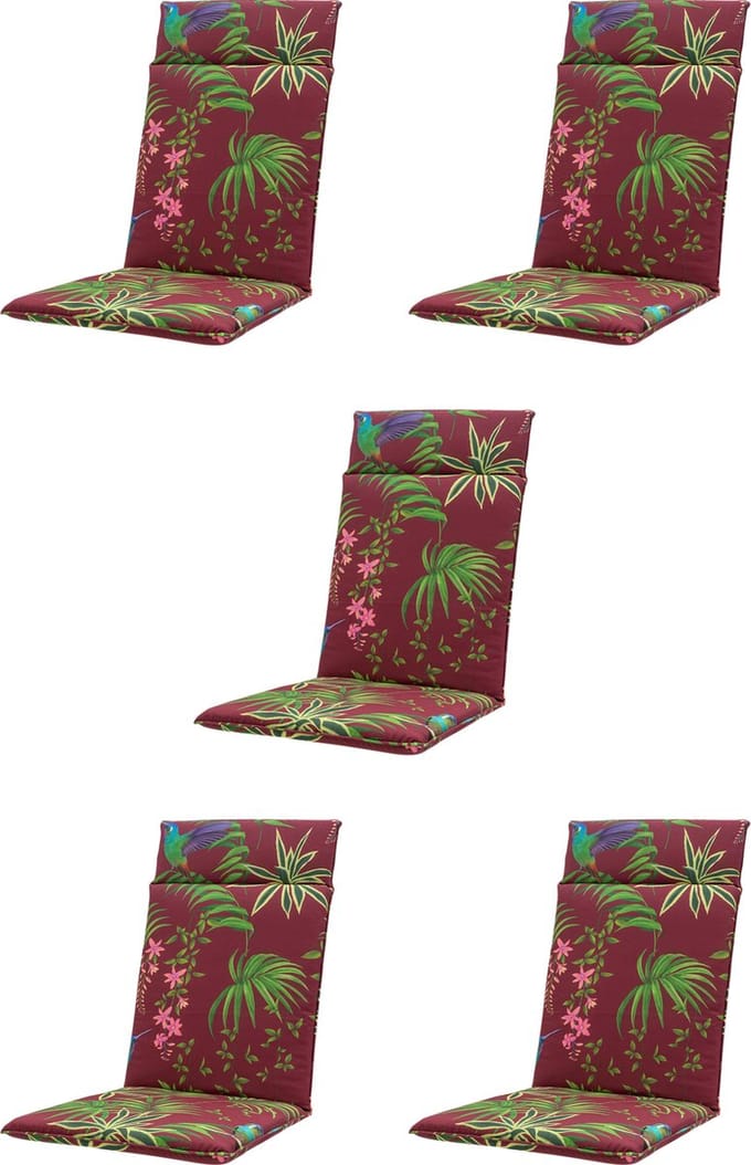 Madison - Tuinkussen - Hoge Rug - 5 st - Celeste Red - 120x50cm - Rood