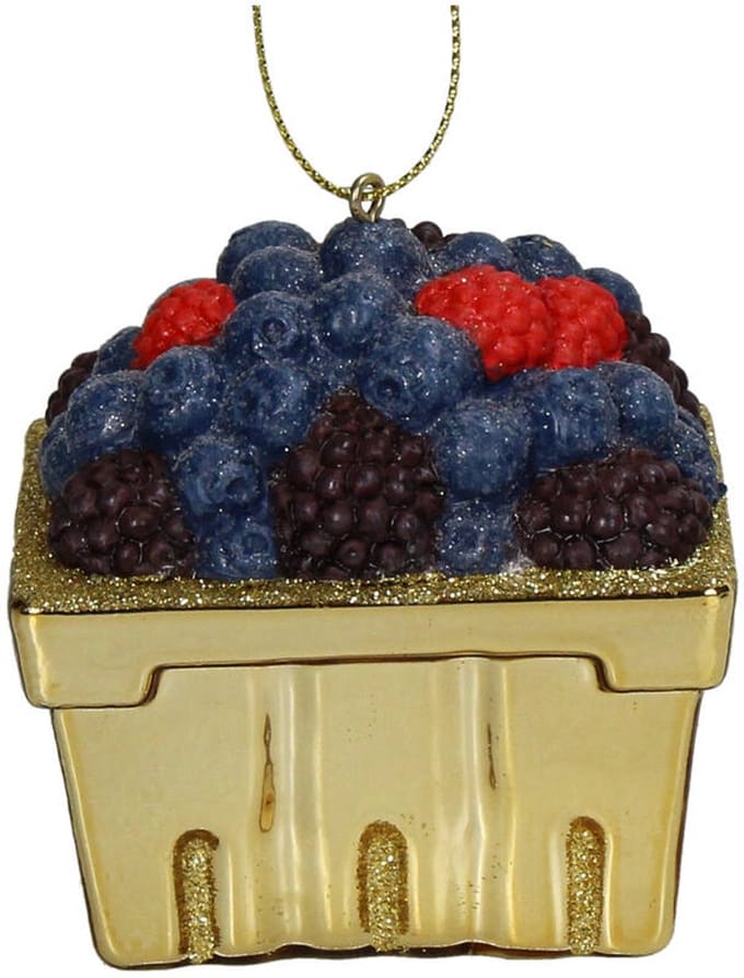 HD Collection kerstornament kerst hanger bosvruchten in mand 7,5 cm