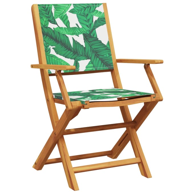 vidaXL - Klapstoelen, - 4 - stuks, - groene - stof - en - massief - hout