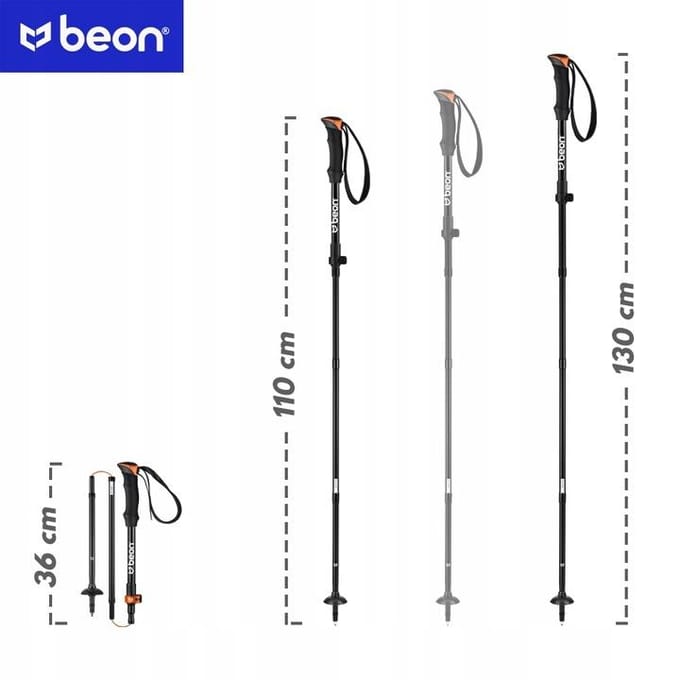 Beon Fold Lite Trekkingstokken Oranje 110-130cm Aluminium 7075
