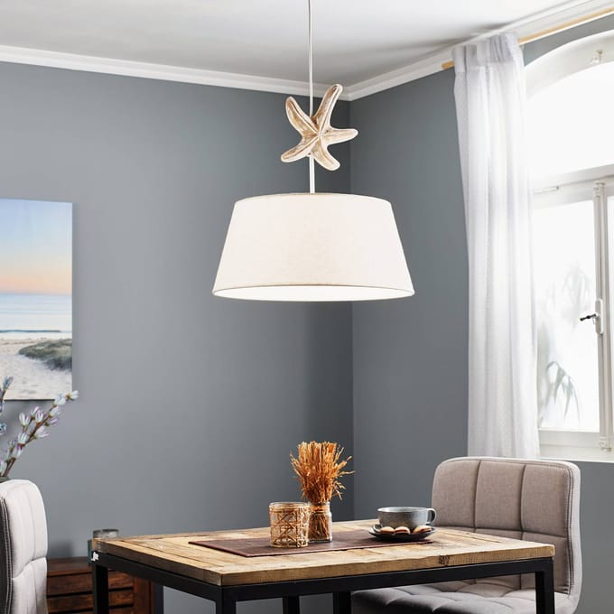 ONLI Hanglamp Stellina, stoffen kap, zeesterrenmotief
