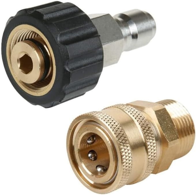 Hogedruk Adapter Set - Quick Connect Koppelingen - Eenvoudig Aansluiten - 5000 PSI Werkdruk - M22 15mm - Zoals Afgebeeld