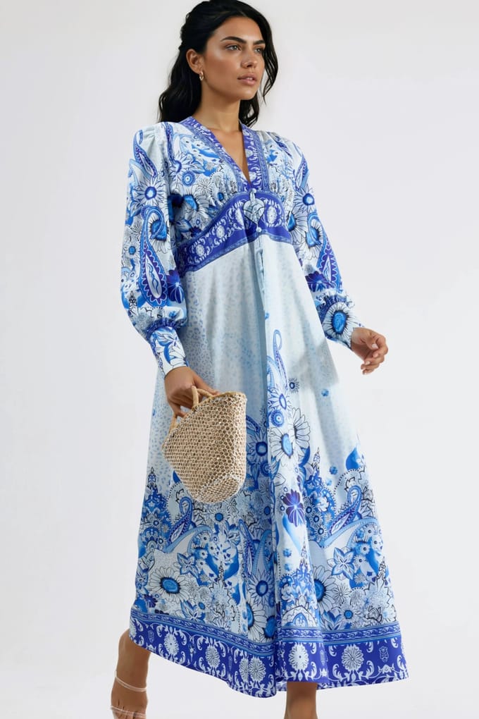 Florale Maxi-jurk met Paneelontwerp