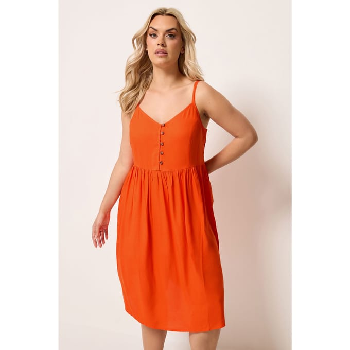 Yours Oranje Midizomerjurk Met Bandjes Size 48