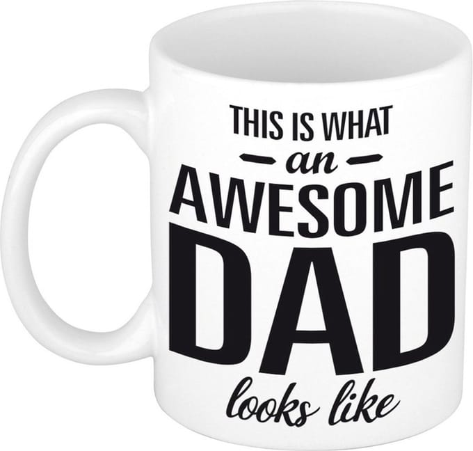 Awesome dad cadeau koffiemok - drink beker - voor Vaderdag - wit - 300 ml - Papa