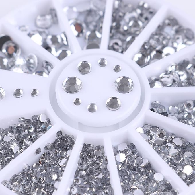 1 doos ronde strass steentjes voor acryl UV gel nail art #8 wit