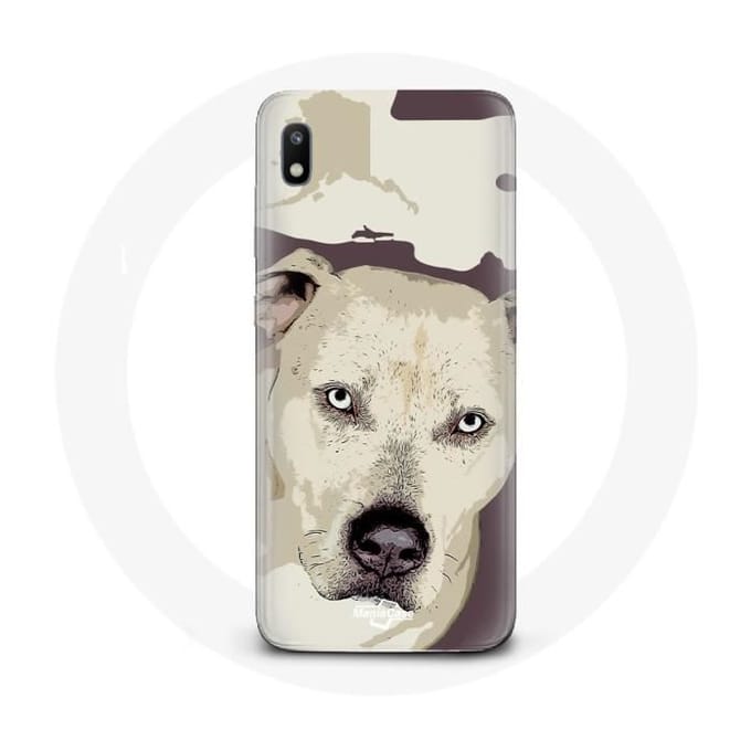 Hoesje voor Samsung Galaxy A10 Pitbull Hond Wit