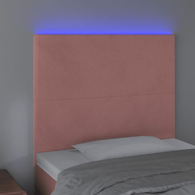 vidaXL - Hoofdbord - LED - 90x5x118/128 - cm - fluweel - roze