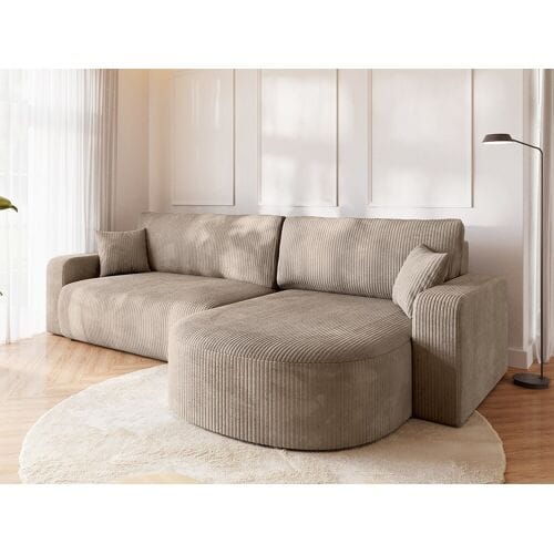 BroMARKT Hoekbank met slaapfunctie beige BISK