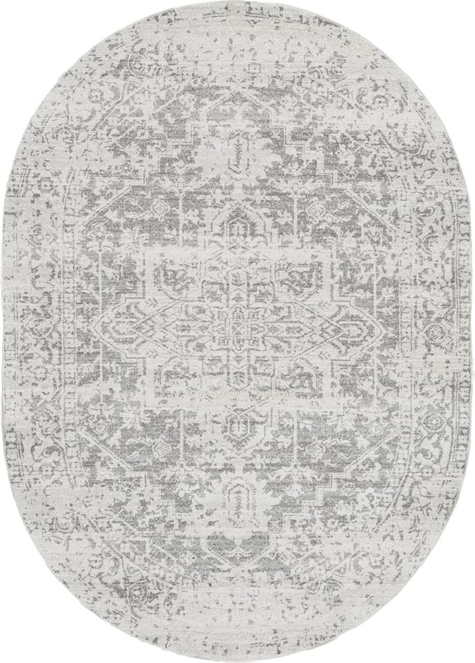 SURYA Juliette ovaal vloerkleed vintage oosters grijs