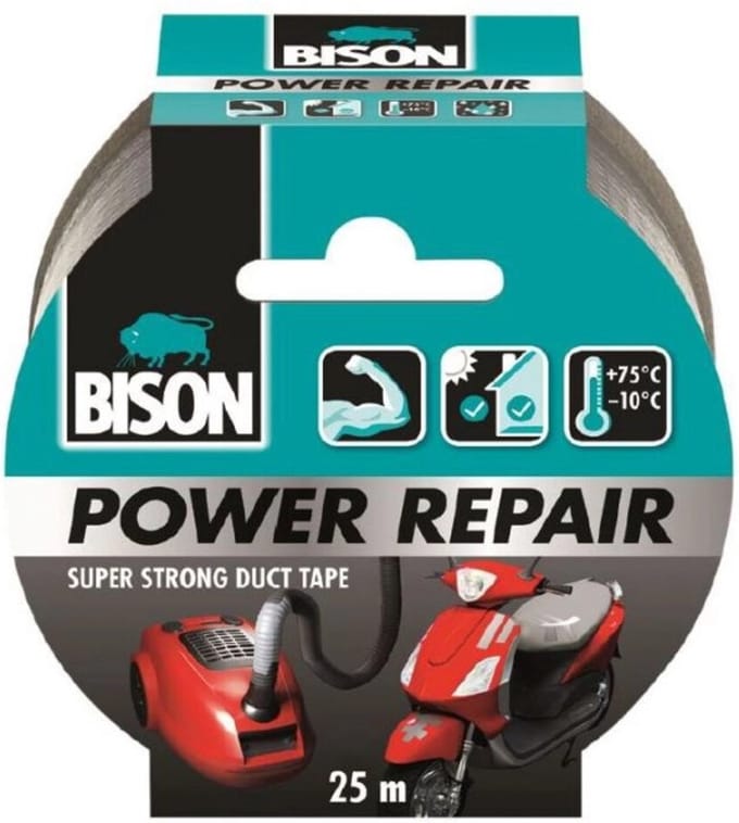 Bison Tape Power Repair Grijs - 25 meter