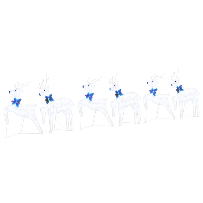 vidaXL LED Rendieren 6 st Wit 45 x 19 x 65 cm Stof