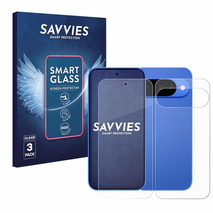3 Stuks Savvies Screenprotector - geschikt voor Google Pixel 10 (Voor+Achter) - beschermfolie glas transparant