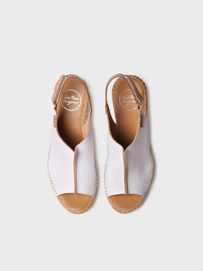 Dames leren espadrille met sleehak en klittenbandsluiting | LUGANO-P