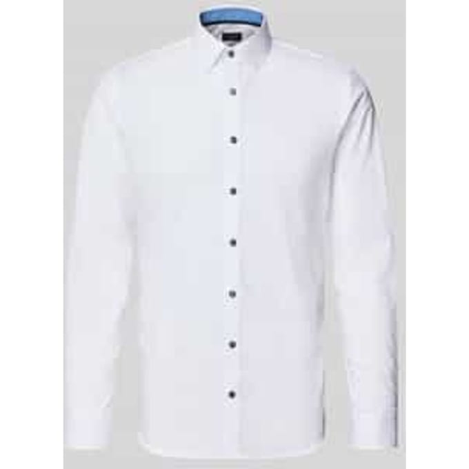 OLYMP No. Six super slim fit overhemd - wit (blauw contrast) - Strijkvriendelijk - Boordmaat: 43