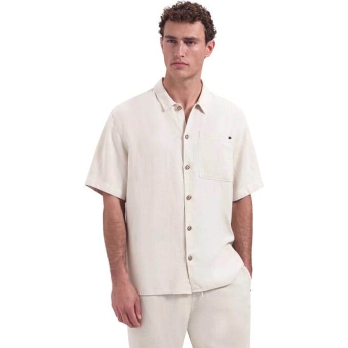 No Excess Shirt short sleeve with linen, garm stone