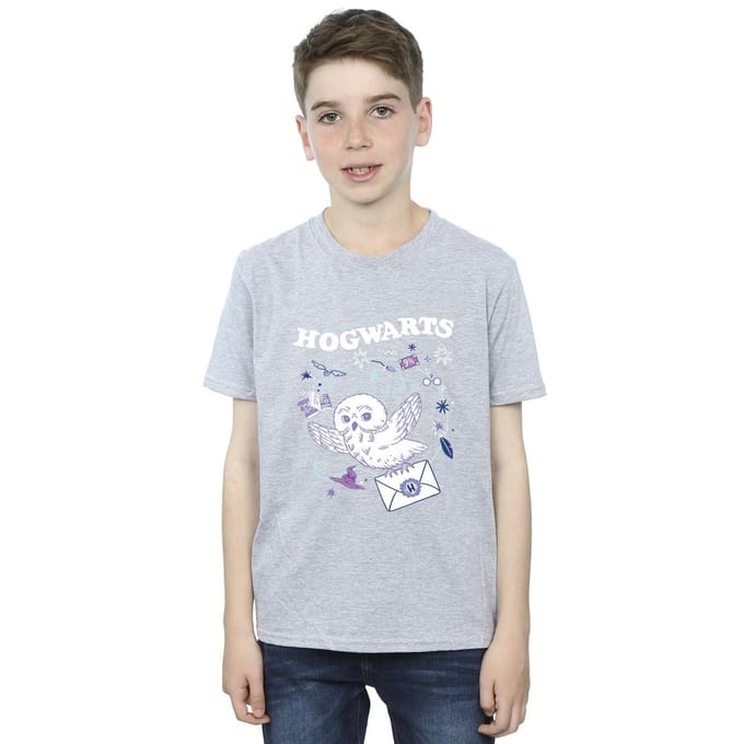 Harry Potter Jongens Uil Brief Van Zweinstein T-Shirt (Sportgrijs)