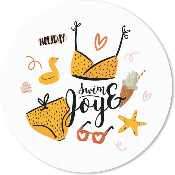 Muismat rond 20x20 cm - Mousepad Bikini - Geel - Zeester - Ronde muismatten