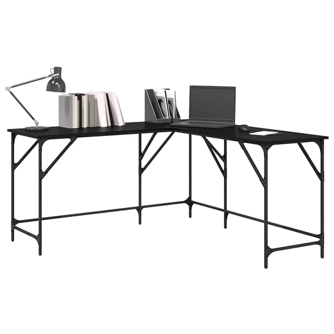 vidaXL - Bureau - Zwart - Eiken - Bewerkt - hout - 149 - x - 149 - x - 75 - cm