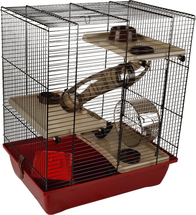 Flamingo hamsterkooi Enzo 3 - 41,5 x 28,5 x 48,5 cm rood