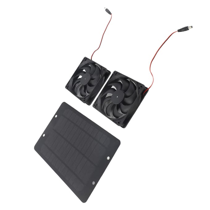 20W Zonne-energie Dubbele Ventilator 12V Efficiënt Energiebesparend Zonnepaneel Ventilator Kit met Schakelaar voor RV gray