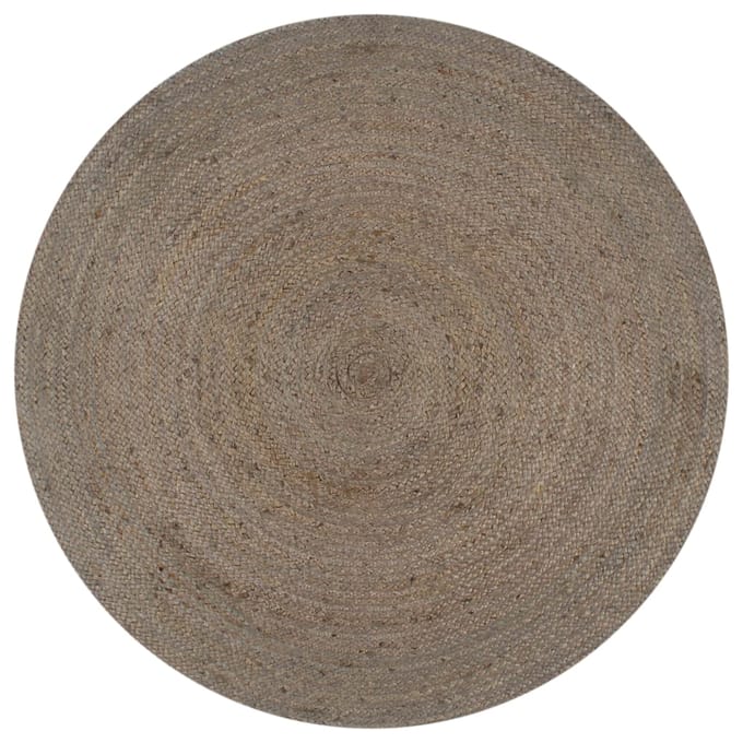 vidaXL - Vloerkleed - handgemaakt - rond - 90 - cm - jute - grijs