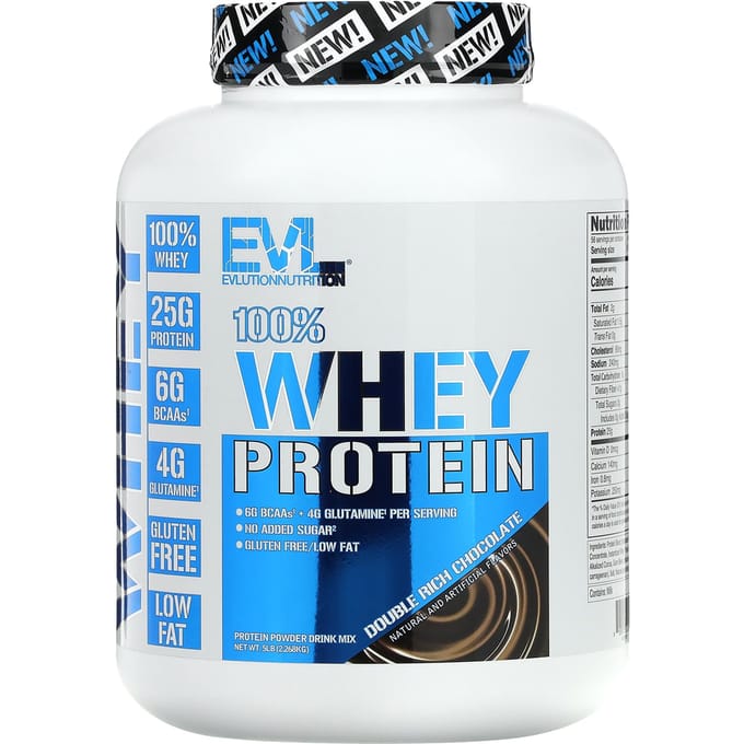 EVLution Nutrition, 100% Wei Eiwit, Dubbele Rijke Chocolade, 5 lbs (2.268 kg)