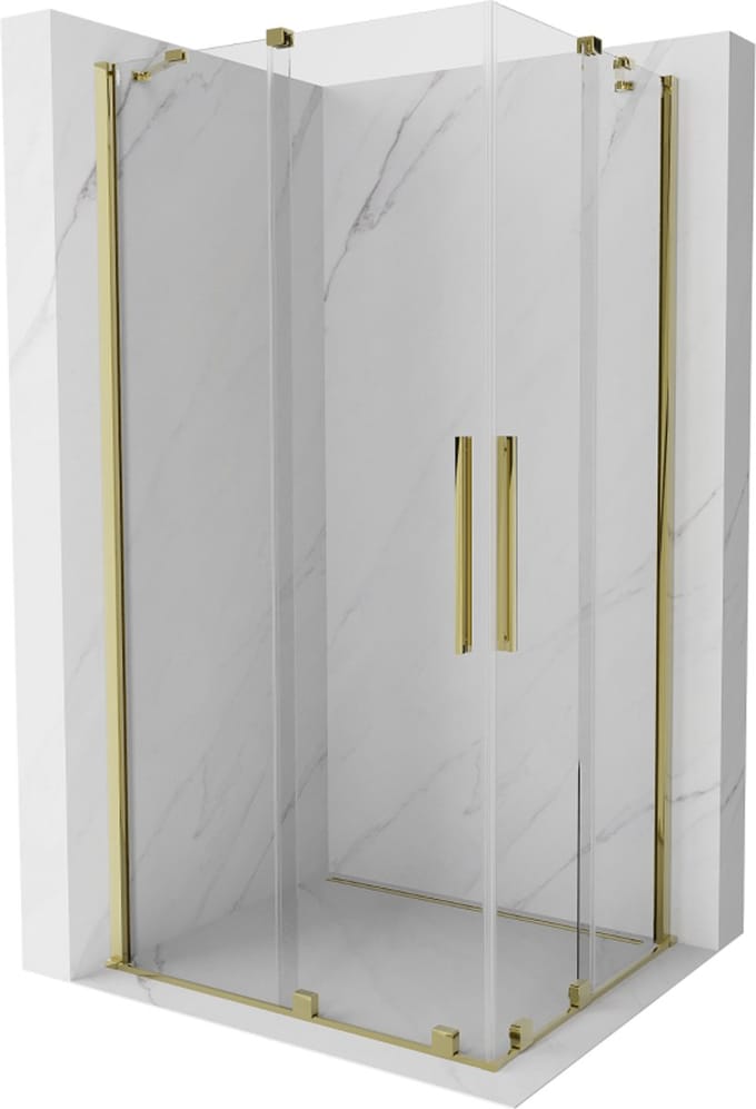 Mexen Velar Duo verschuifbare douchecabine 100 x 90 , transparant, goud - 871-100-090-02-50