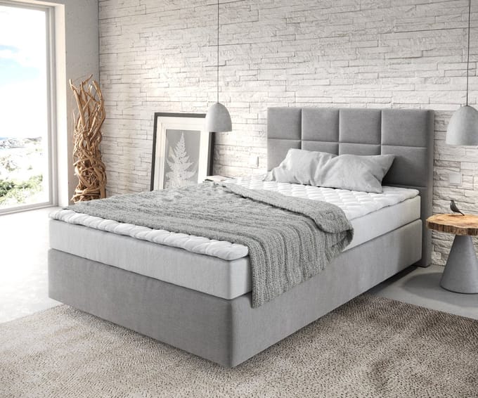 Boxspringbed Dream-Fine microvezel grijs 120x200 met matras en topper